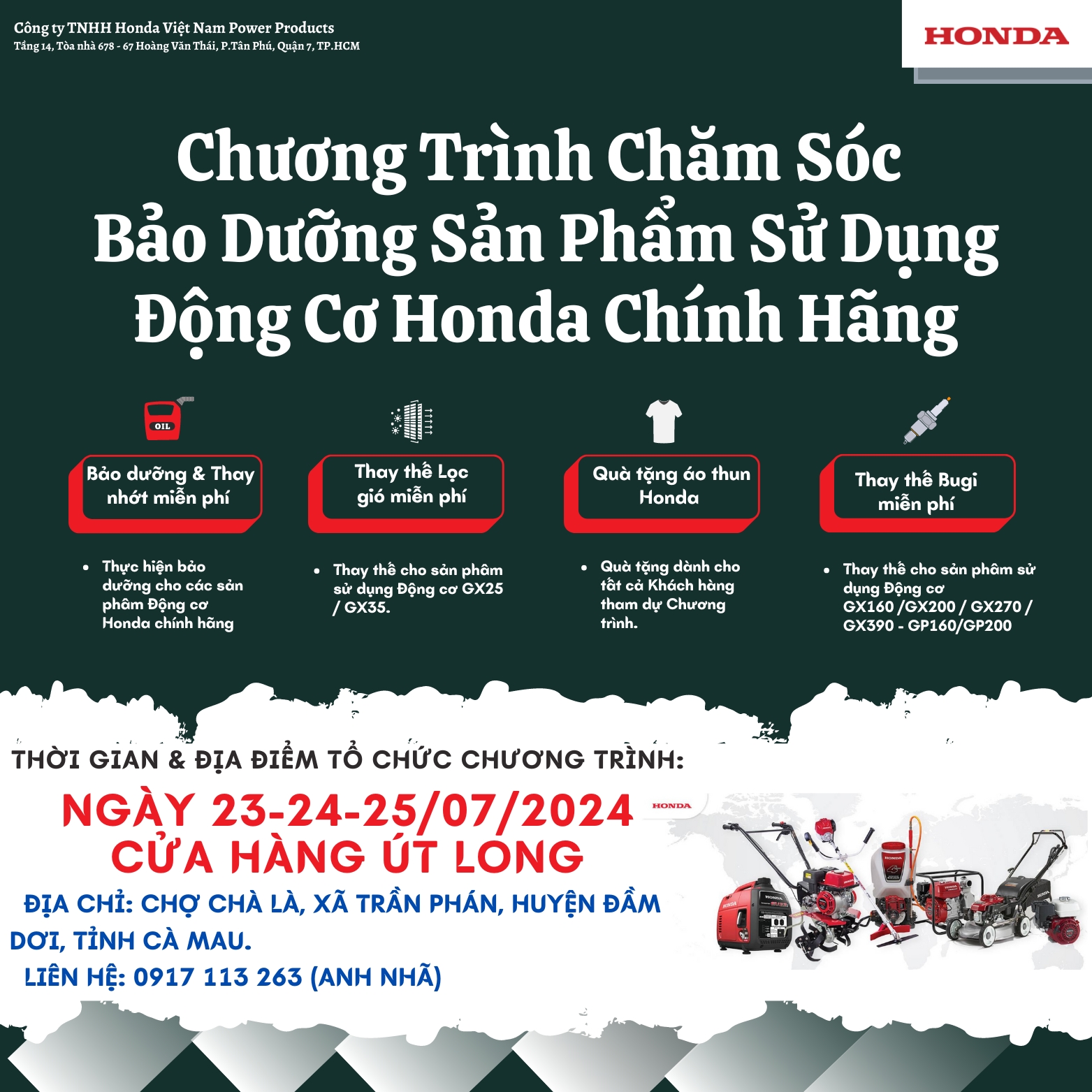 Chương trình Chăm sóc Khách hàng và Bảo dưỡng miễn phí tại Cà Mau (07/2024)